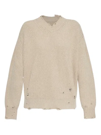 Mm6 Maison Margiela Beige Wool Sweater