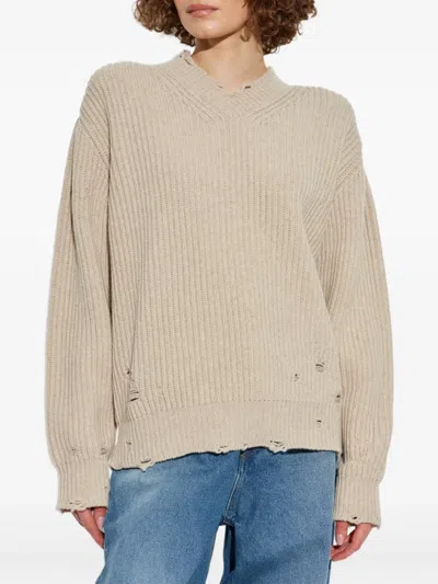 Mm6 Maison Margiela Beige Wool Sweater