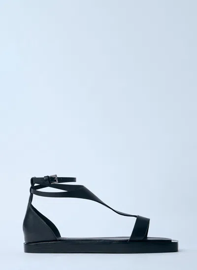 Max Mara Square Toe Flat Sandals In Black