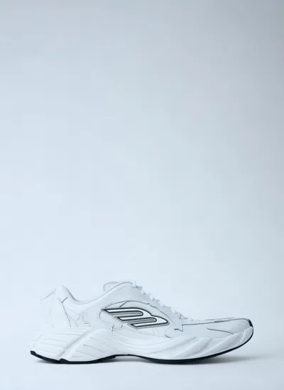 Balenciaga Monday White Low Top Sneakers With Logo Detail And Embossed Size On The Rear In Leather And Fabric M In White