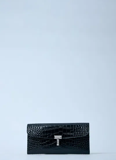 Totême T-lock Croco-embossed Leather Wallet