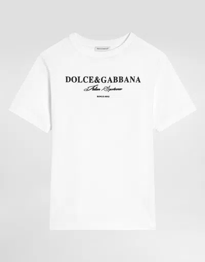 Dolce & Gabbana Short-sleeved Jersey T-shirt With Dolce&gabbana Print In White