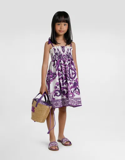 Dolce & Gabbana Majolica-print Canvas Flat Slipper In Multi