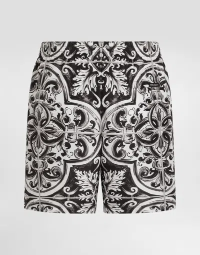 Dolce & Gabbana Printed Bermuda Style Shorts With Elastic Waist