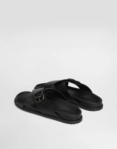 Dolce & Gabbana Calfskin Sandal In Black
