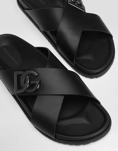 Dolce & Gabbana Calfskin Sandal In Black
