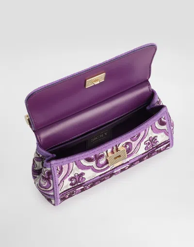 Dolce & Gabbana Small Sicily Leather Handbag In Purple
