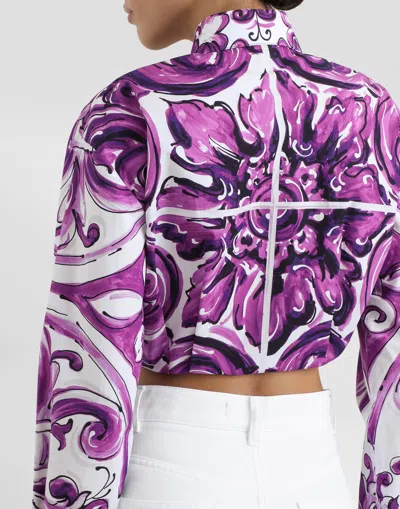 Dolce & Gabbana Women Cotton Shirt With Graphic Print In Purple