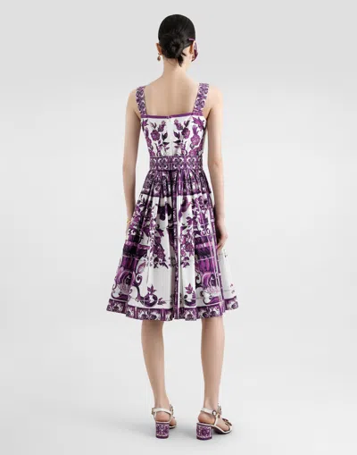 Dolce & Gabbana Midi Dress Button Detail Floral Majolica