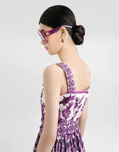 Dolce & Gabbana Midi Dress Button Detail Floral Majolica
