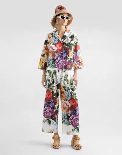 Dolce & Gabbana Flower Bouquet-print Poplin Trousers