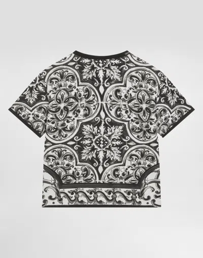 Dolce & Gabbana Majolica-print Short-sleeved T-shirt In Black