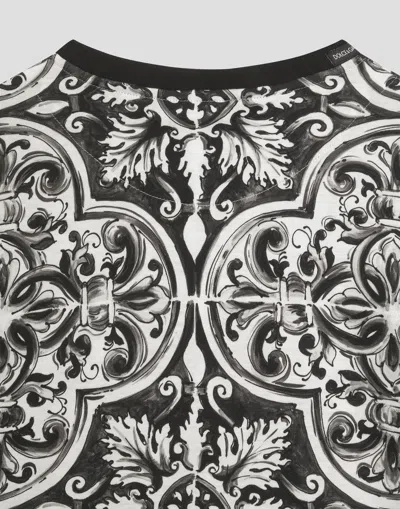 Dolce & Gabbana Majolica-print Short-sleeved T-shirt In Black
