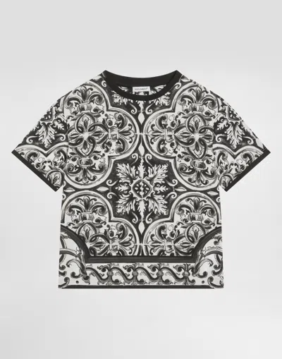 Dolce & Gabbana Majolica-print Short-sleeved T-shirt In Black