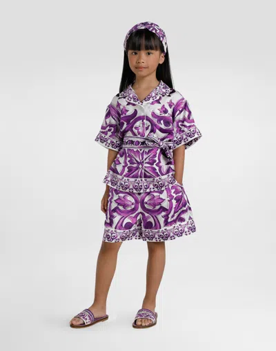 Dolce & Gabbana Graphic-print Silk Shirt In Purple