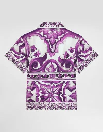 Dolce & Gabbana Graphic-print Silk Shirt In Purple
