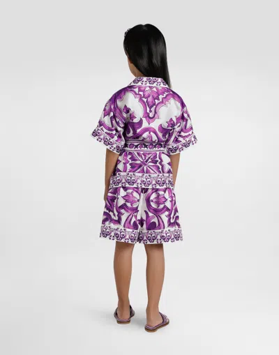 Dolce & Gabbana Graphic-print Silk Shirt In Purple