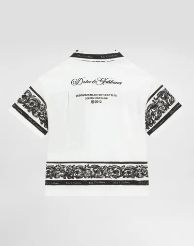 Dolce & Gabbana Majolica-print Double Piqué Shirt In White