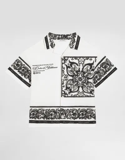 Dolce & Gabbana Majolica-print Double Piqué Shirt In White