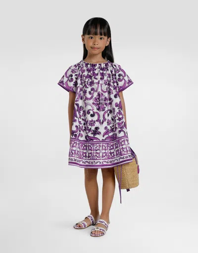 Dolce & Gabbana Majolica-print Short-sleeved Poplin Dress