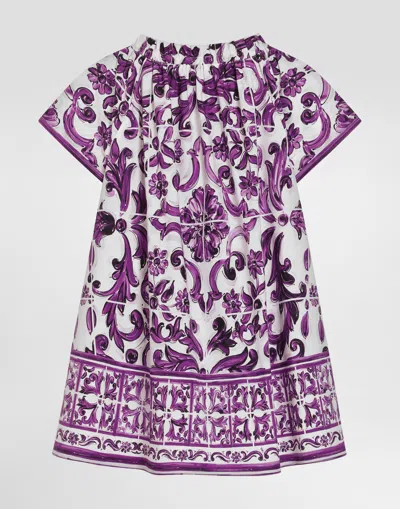 Dolce & Gabbana Majolica-print Short-sleeved Poplin Dress
