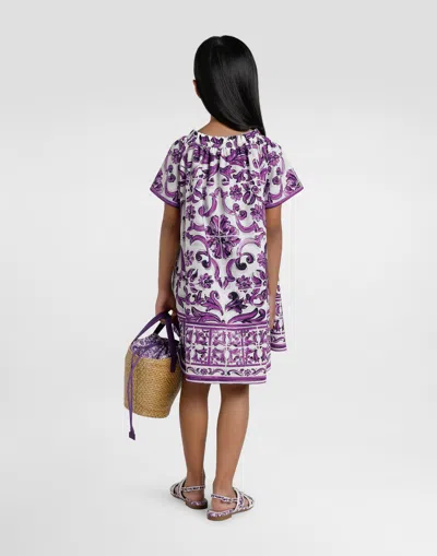 Dolce & Gabbana Majolica-print Short-sleeved Poplin Dress