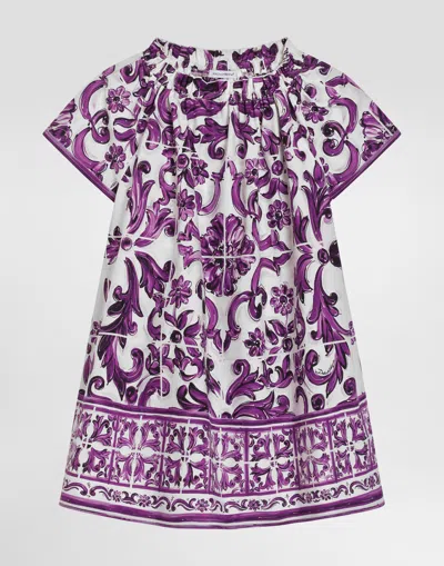 Dolce & Gabbana Majolica-print Short-sleeved Poplin Dress