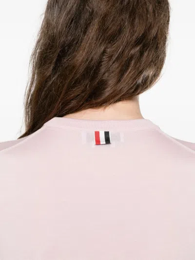 Thom Browne Crew Neck Striped Sleeve Tank Top In Pink