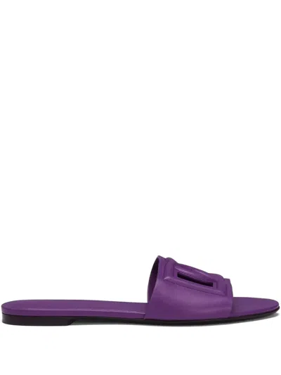Dolce & Gabbana 10mm Rubber Flat Sandals In Purple