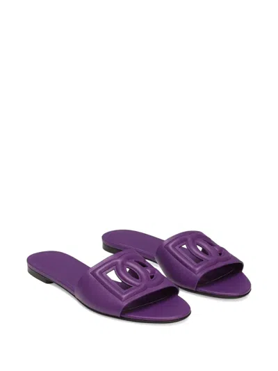 Dolce & Gabbana 10mm Rubber Flat Sandals In Purple