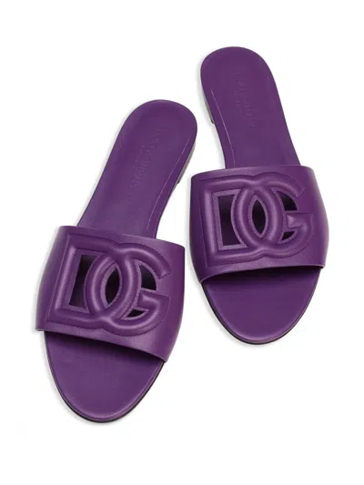 Dolce & Gabbana 10mm Rubber Flat Sandals In Purple