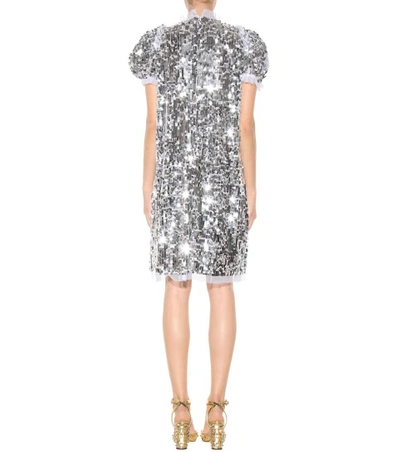 Shop Dolce & Gabbana Sequinned Dress In Silver
