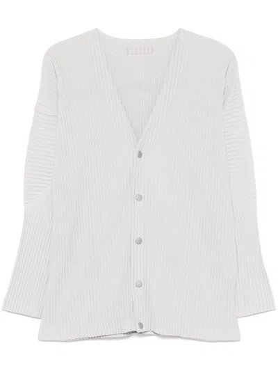 Issey Miyake Ribbed Texture V-neck Cardigan Pockets
