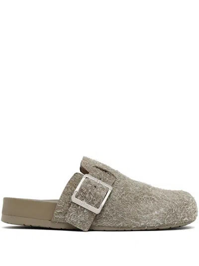 Loewe Textured Surface Slip-on Slippers In Gray