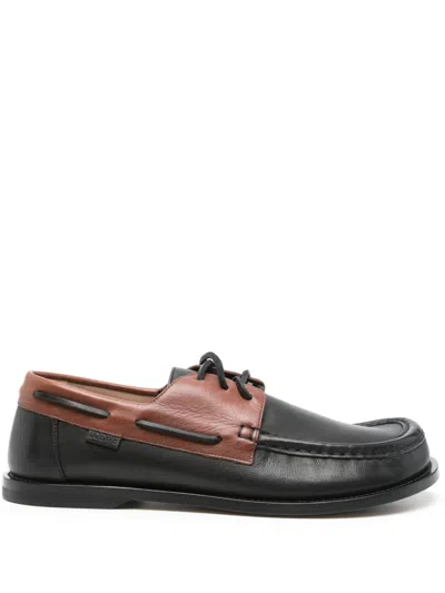 Loewe Sculpted Black Leather Shoes With Brown Accents