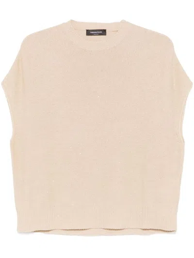 Fabiana Filippi Crewneck Sweater With Cap Sleeves And Sequin Embellishment