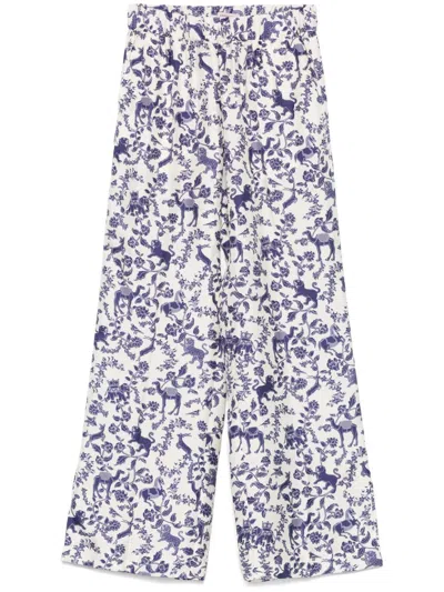 Alberto Biani Blue Printed Trousers
