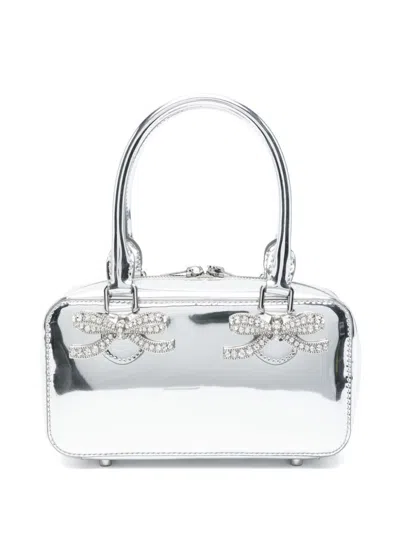 Self-portrait Silver-colored Handbag With Bows On The Front