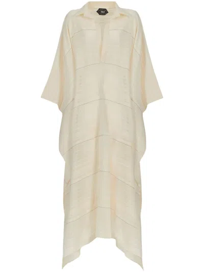 Taller Marmo Long Kaftan In Cotton With Horizontal Stripes