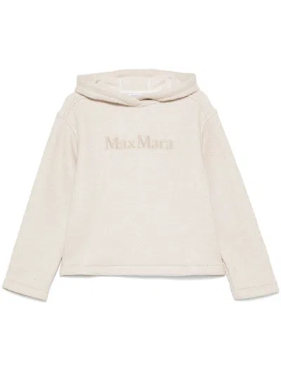 Max Mara Cropped Relaxed-fit Hoodie With Embroidered Logo