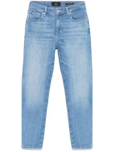 7 For All Mankind Sky Blue Calie Straighnt Cropped Jeans
