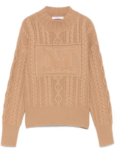 Max Mara Wool And Cashmere Crewneck Jumper In Brown