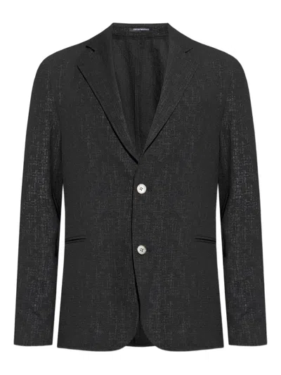 Emporio Armani Single-breasted Blazer Jacket In Black