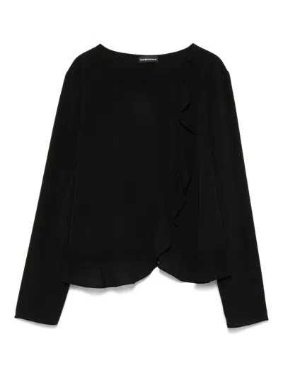 Emporio Armani Ruffle Hem Crepe Blazer Jacket