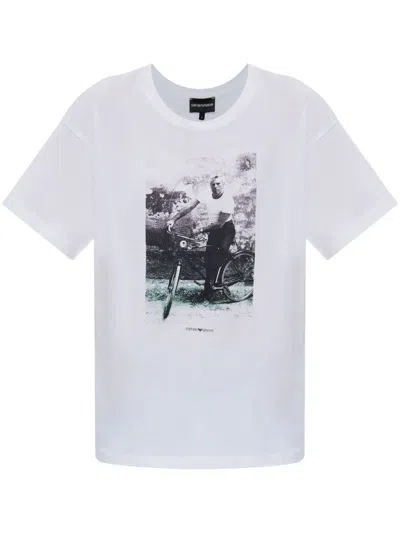 Emporio Armani White Printed Cotton T-shirt