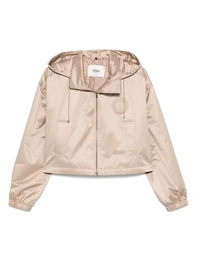 Fendi Logo-patch Jacket In Neutral