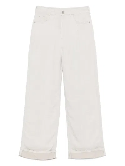 Shop Emporio Armani Linen Blend Wide-leg Jeans