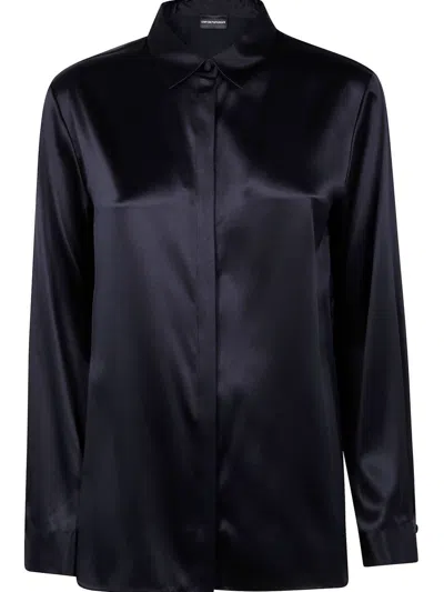 Emporio Armani Silk Shirt With Buttoned Cuffs And Spread Collar