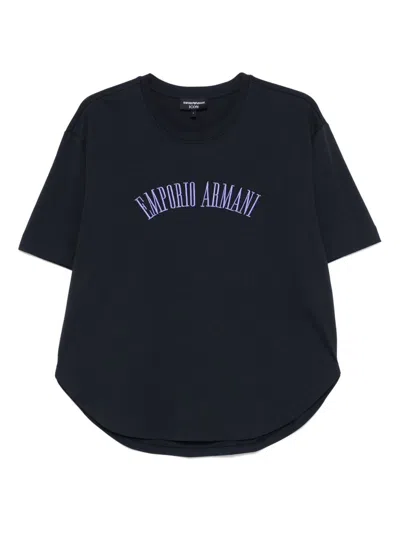 Emporio Armani Crew Neck Cotton T-shirt With Curved Hem