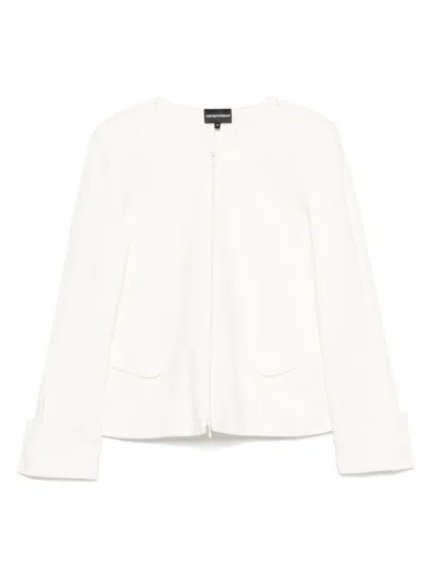Emporio Armani Cotton Blazer Jacket With Shoulder Pads And Side Slit Pockets